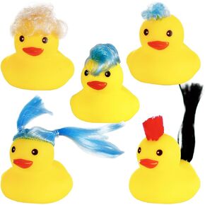5 PCS Cool Rubber Ducks with Wig Small Rubber Ducks Mini Rubber Ducks Car Accessories Car Dashboard Decorations Small Ducks Cruise Ducks Party Favors Little Ducks (A)