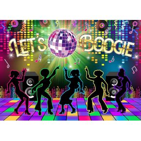 7x5FT 70s Disco Decorations Backdrop Lets Boogie Party Decorations Backdrop Disco Dancing Night Party Themes Banner Disco Birthday Party Supplies F124