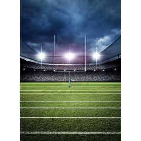 BELECO 5x7ft Fabric Football Backdrop Green Football Stadium Sports Photography Backdrop for Football Theme Baby Shower Birthday Party Decorations Kids Adults Games Photo Background Props
