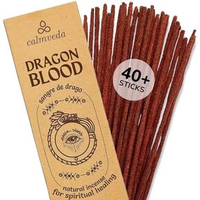 Potent Dragons Blood Incense Sticks - (40+Sticks, 9 inch) Thick Natural Resin Incense, Clean Charcoal Free | Sweet Spicy & Ambery Smelling Protection Incense (Sangre de Grado) (Burn Time 45+ Mins)