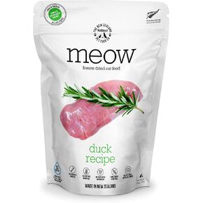 The New Zealand Natural Pet Food Co. Meow Duck Freeze Dried Raw Cat Food, Mixer, or Topper, or Treat - High Protein, Natural, Limited Ingredient Recipe 9.9 oz