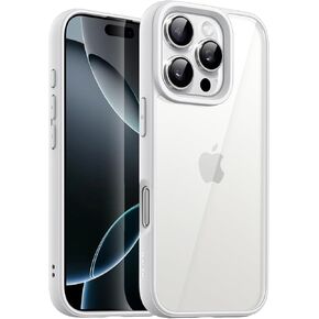 JETech Case for iPhone 16 Pro 6.3-Inch, Shockproof Phone Bumper Cover, Solid Color Matte TPU Frame, Anti-Scratch Clear Back (Black)