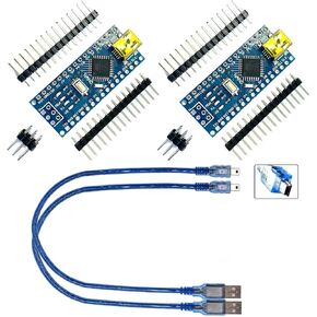 WWZMDiB Nano ATmega168P CH340 5V 16M Mini-Controller Board Compatible with Arduino Nano V3.0 (2Pcs Nano Unwelded with Mini Cable)