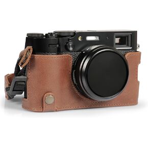 Mega Gear Ever Ready Genuine Leather Half Camera Case Compatible with Fujifilm X100VI - Black