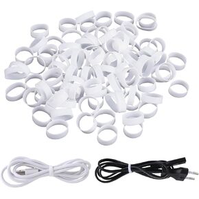 200 Pieces 0.5 Inch Small Elastic Silicone Rubber Bands Clear Strong Rubberbands Heavy Round Siliconebands for Wire Cord Cable Wrapping Bundle, White