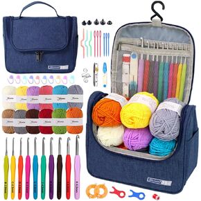 Yarniss Crochet Kits for Beginners, All in One Crochet Kits with 840 Yards Crochet Yarn, 10 Size Ergonomic Crochet Hooks 2.0mm~6.5mm