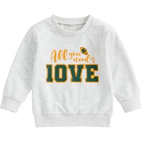 Gueuusu للجنسين طفل صبي فتاة لكرة القدم الزي كل ما تحتاجه هو الحب البلوز المتضخم Crewneck خطابات مضحك كنزة قطيفة
