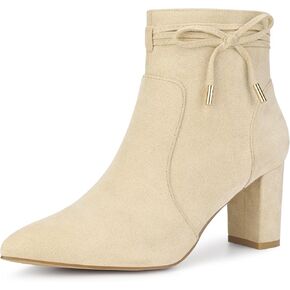 Perphy Bow Ankle Boots Pointed Toe Block Heel Boots for Women