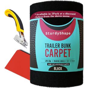 SturdyShape Boat Trailer bunk Carpet (12"x13' Black) (2Pack Black 12"x13')