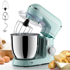Stand Mixer, Dough Mixer, Cake Mixer, Kitchen Mixer with Bowl SS 5.5 QT, 450W Copper Motor, Standing Mixer with Beater, Dough Hook, SS Egg Whisk (450W Cream)