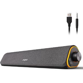 SOULION R50 Bluetooth Computer Speakers for Desktop PC Monitor White,Wired USB Powered 3.5mm Aux PC Speakers Sound Bar,4 Modes LED Lights with Switch Button,Surround Sound Soundbar for Computer