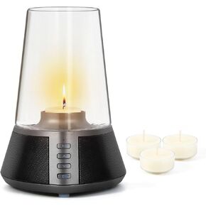 Portable Bluetooth Speaker, Wireless Speaker with Candle Holders,10W Powerful 360° Sound Speaker, TWS Pairing, SD Playback,Real Clear Glass Cover, for Home Decorations