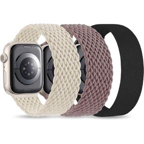Stretchy Nylon Solo Loop Compatible with Apple Watch 9 41mm 45mm/ Ultra2 49mm for Men Women, 3 Pack Soft Elastic Braid Wristband Strap for Apple Watch Sports Band Ultra 9/8/7/6/5/4/3/2/1/SE/SE2
