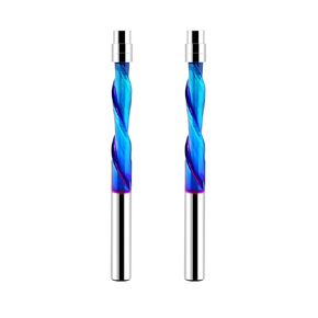 Spiral Flush Trim Router Bit, Up Down Compression Cut Bit, 1/4 Inch CNC Spiral Router Bit, Solid Carbide Flush Trim Router Bits with Nano Coated for Milling Wood and Similar Materials