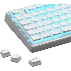XVX Pudding Keycaps, PBT White Keycaps XDA Profile 117 Keys Translucent Keyboard Keycaps, Shine Through Keycaps, Keyboard Keycaps for 61/68/84/87/104 Keyboard and MX-stem Switches Keyboard-White