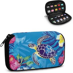 Sea Turtle Printed Flash Drive Case Small, Hibiscus Flowers Print USB Storage Case USB Organizer with Zipper, Lightweight USB Drive Holder Electronic Accessories Bag for USB