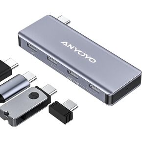 ANYOYO USB C HUB,4 Port USB-C to USB-C Hub with 3 USB 3.2 Gen2 Ports(10Gbps),1 100W PD Port Compatible with MacBook Pro/MacBook Air/iPad Pro and Other USB C laptops,Support Charging(No Video)