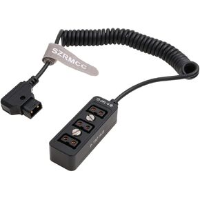 SZRMCC D-tap Male to 3 Port P-tap Hub Metal Splitter Power Cable with Screw Holes for ARRI RED Cameras accesories (Blue)