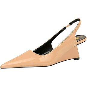 NSNEOND Women'S Patent Leather Wedge Stiletto Heels Mules with Ankle Buckle Sexy Pointed Closed Pointed Toe Slip On High Heel Shoes for Wedding Party Dress Shoe