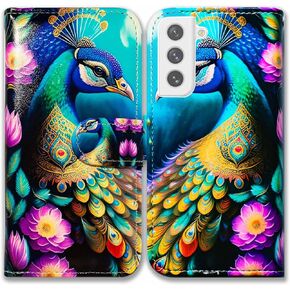 Bcov Case for Galaxy S21 FE 5G, Plum Blossom Flower Leather Flip Phone Case Wallet Cover with Card Slot Holder Kickstand for Samsung Galaxy S21 FE 5G/S21 Fan Edition 2022