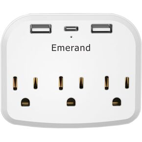 Multi Plug Socket Extender,USB Wall Charger with 3 USB Ports (1 USB C)，Essential Items for Cruise Travel,Compatible with Multiple Electronic Products