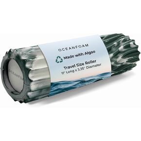 Oceanfoam Ripple Roller - Muscle Massage Foam Roller for Back Pain & Stretching - Ergonomic Wave Textured - Yoga, Athletics, & Wellness - Compact, Travel Size, 11" x 3.35" - Hunter Marbled
