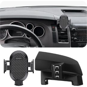 Car Phone Holder Fits for Toyota Tundra 2007-2013 & Sequoia 2008-2017 Accessories,Thick Cases Friendly,Cell Phone Mount for 4.7-7 in Phones,360 Degree Rotation,Easy to Install
