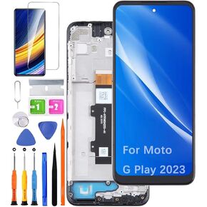for Motorola Moto G Play 2023 Screen Replacement with Frame for Moto XT2271-5 LCD Display Touch Digitizer Assembly with Repair Part Tools(not for G Play 2021)