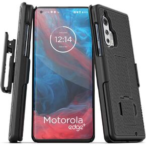 Encased Motorola Edge Plus 2020 Belt Clip Case (DuraClip) Ultra Slim Cover with Holster for Moto Edge+ 2020 (Black)