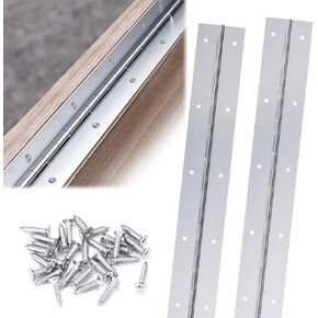 2 Pack Continuous Piano Hinges, Heavy Duty Stainless Steel Piano Hinge, Smooth Polished Folding Continuous Hinge, 0.04 Inch Leaf Thickness, 2 Inch Open Width for Cabinet Door (72 Inch)