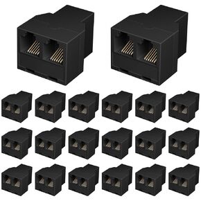 مقسم خط هاتف Awishwell للخط الأرضي، 2 حزمة RJ12 6P6C قابس مع 3 مقابس هاتف أنثى مقسم 1 في 2 خارج، مقسم خط هاتف ثنائي الاتجاه، موصل خط الهاتف، أسود