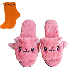 Spooky Slides Halloween Slippers, Halloween Goth Slides Pumpkin, Bat Halloween Slippers for Women Men Kids,Fuzz Soft Open Toe Halloween Slides
