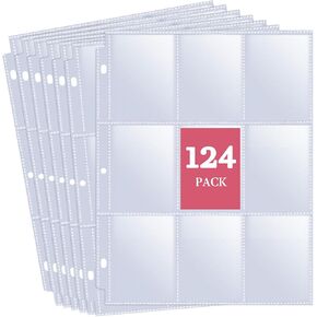 648 Pockets Double Side Trading Card Sleeves, Fabmaker 9 Pocket Card Sleeves Binder Sheets for 3 Ring Binder, Long-Lasting Trading Card Binder Sleeves Fit for MTG, Baseball, Game, Business Cards