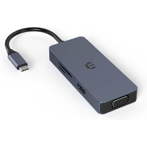 USB C Multiport Adapter with HDMI VGA Dual Display, Type C Docking Station with 3 USB 3.0 A Ports, USB C to USB C Cable and SD TF Card Reader for Dell Huawei and Other Type C Device