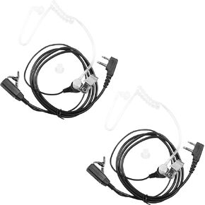 Walkie Talkie Earpiece with Mic PTT 2 Pin Acoustic Tube Secret Service Earpiece Radio Headset Compatible with Midland LXT118 GXT1000VP4 LXT500VP3 LXT600VP3 LXT380 Two Way Radios (2 Pack)