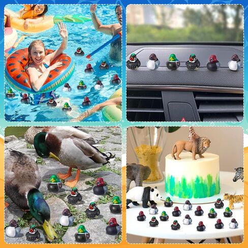 56 Pcs 2Inch Mallard Rubber Duck Cool Floating Rubber Ducky Car Dashboard Ornament for Birthday Gift Party Nature Birds Lovers(4 Styles) in Kuwait
