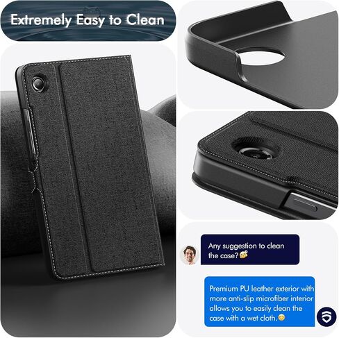 INFILAND Compatible with Samsung Galaxy Tab A9 case 8.7 Inch 2023, Ultra Slim PU Leather Case with Multi Angle Stand for Galaxy Tab A9, Black in Saudi Arabia