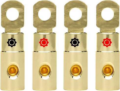 مجموعة حلقات حلقية للبطارية من InstallGear مقاس 1/0 AWG - موصل سلك قياس 1/0 - طرف حلقي 1/0 (4 عبوات) in Kuwait