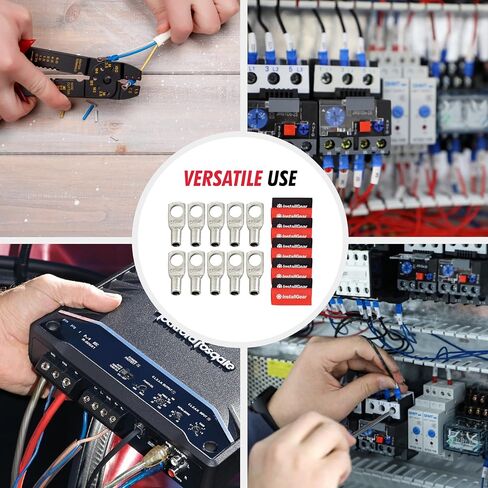 مجموعة حلقات حلقية للبطارية من InstallGear مقاس 1/0 AWG - موصل سلك قياس 1/0 - طرف حلقي 1/0 (4 عبوات) in Kuwait