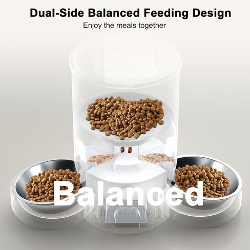 Automatic Cat Feeder for 2 Cats, 3L Cat Food Dispenser SURDY Auto Cat Feeder with 2 Stainless Bowls, 10s Meal Call Dual Power Supply and Timer Setting 12 Portions 6 Meals Per Day for Cat and Dog in Saudi Arabia