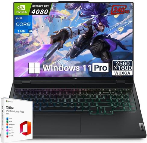 كمبيوتر محمول للألعاب Lenovo Legion Pro 7i Gen 9 مع ترخيص Microsoft Office مدى الحياة، Intel i9-14900HX، GeForce RTX 4080 12GB، 16.0 بوصة IPS QHD + 500 nits 240 هرتز، 64 جيجابايت DDR5 RAM، 4 تيرابايت SSD، Windows 11 Pro in Saudi Arabia
