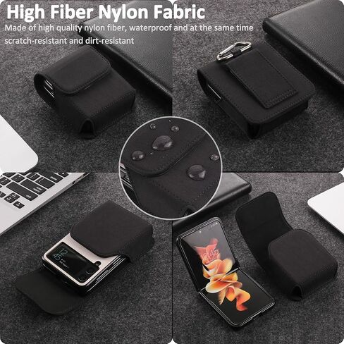 حافظة حزام لهاتف Samsung Galaxy Z Flip 5/4/3، حافظة من النايلون لهاتف Motorola Razr Plus، Moto Razr+ 2023، Galaxy Z Flip 5/4/3/2 - أسود in Kuwait