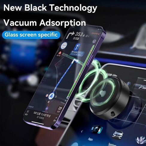 Suction Magnetic Phone Car Mount,Magnet Suction Cup Vacuum Car Phone Holder,Strong Vacuum Suction,for Car, Gym, Mirror, Shower Phone Holder Compatible (Black) in Saudi Arabia