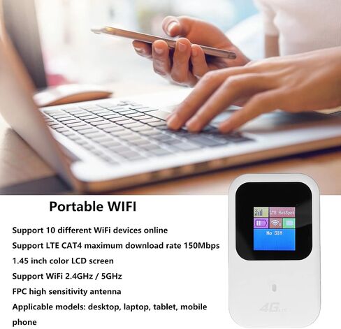 نقطة اتصال متنقلة، أجهزة توجيه شبكة محمولة 4G LTE ذات نقطة اتصال محمولة غير مقفلة مع فتحة لبطاقة SIM، تدعم نطاق شبكة B1/B3/B5 بسرعة 150 ميجابت في الثانية، لمكتب السفر in Saudi Arabia