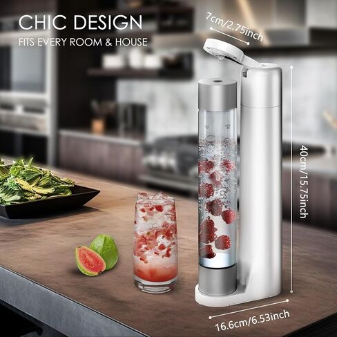 Sparkling Water Maker Machine, Soda Water Maker Carbonator for Home, 1L BPA Free Bottle(Only 1 Bottle), Seltzer & Carbonated Beverage Dispenser, Compatible with Screw-in 60L CO2(not included) in Saudi Arabia