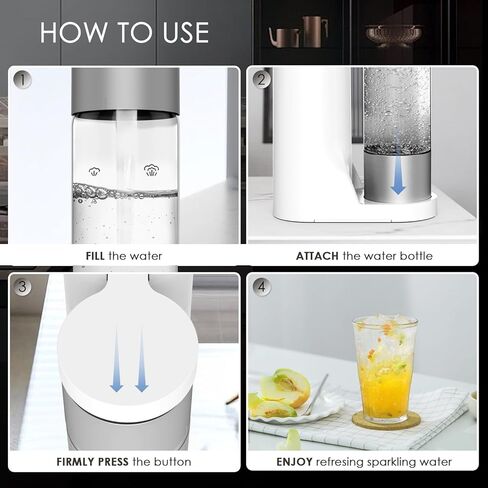 Sparkling Water Maker Machine, Soda Water Maker Carbonator for Home, 1L BPA Free Bottle(Only 1 Bottle), Seltzer & Carbonated Beverage Dispenser, Compatible with Screw-in 60L CO2(not included) in Saudi Arabia