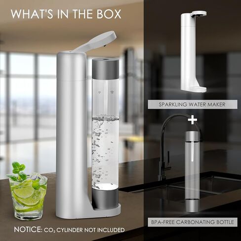 Sparkling Water Maker Machine, Soda Water Maker Carbonator for Home, 1L BPA Free Bottle(Only 1 Bottle), Seltzer & Carbonated Beverage Dispenser, Compatible with Screw-in 60L CO2(not included) in Saudi Arabia