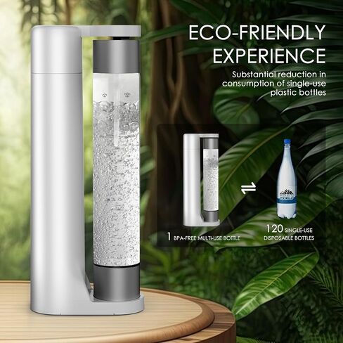 Sparkling Water Maker Machine, Soda Water Maker Carbonator for Home, 1L BPA Free Bottle(Only 1 Bottle), Seltzer & Carbonated Beverage Dispenser, Compatible with Screw-in 60L CO2(not included) in Saudi Arabia