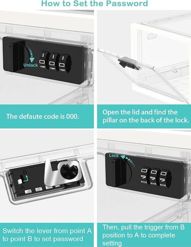 Lock Box for Refrigerator Snack Food, Plastic Medication Lock Box for Medicine Safe, Clear Lockable Storage Box for Personal Items, Phone Jail, Box with Lock for Home/Dorms/Office Storage Lockers in Saudi Arabia