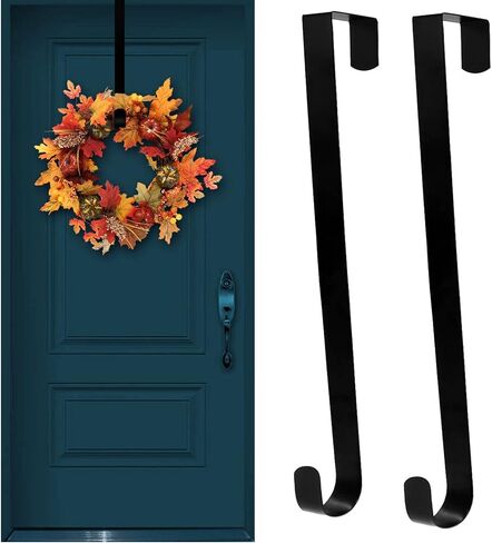 2 Pack Solid Wreath Hanger for Front Door Window Wreath Hooks Holder Over The Door Metal Hook Hangers (White, 12 inch) in Kuwait